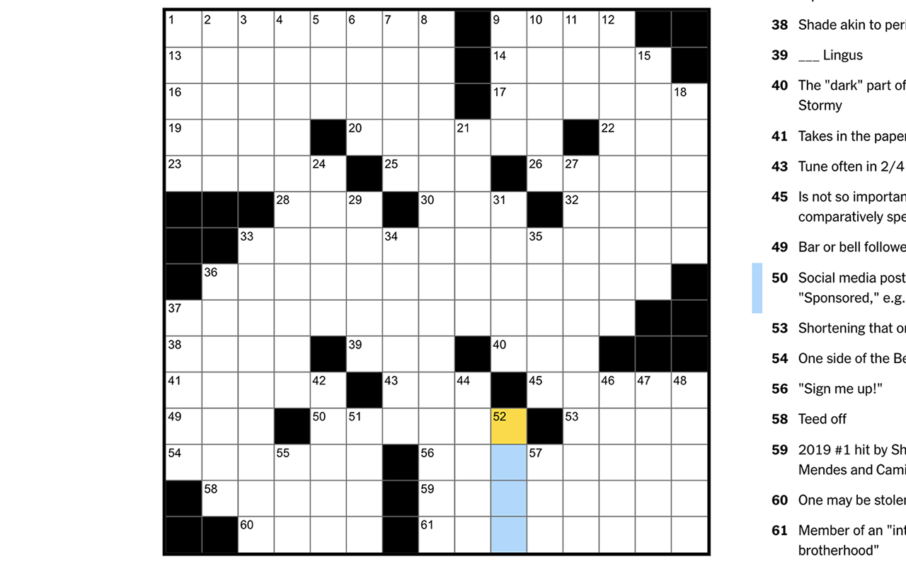 NYTimes Crossword Puzzle Detail